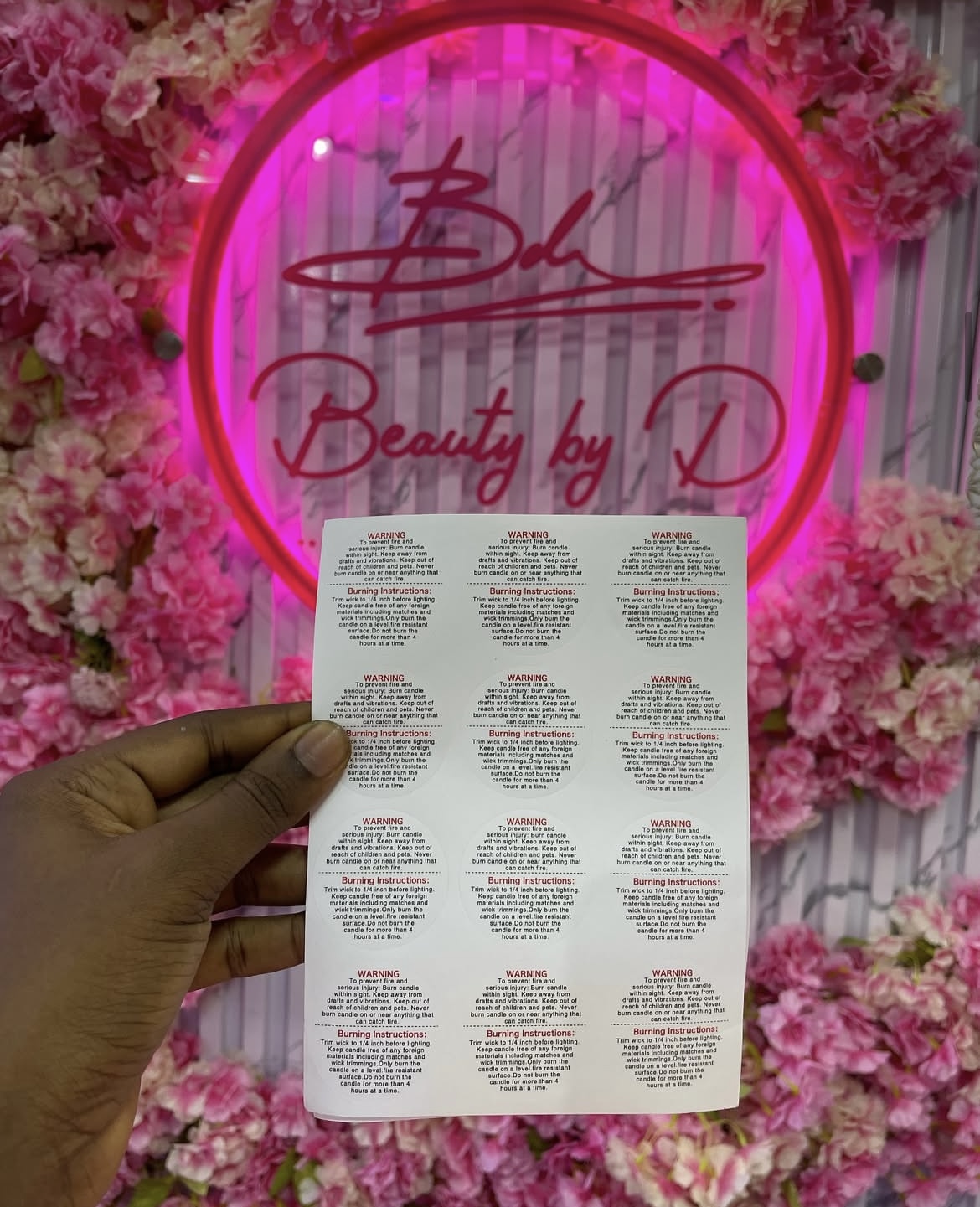 candle warning sticker