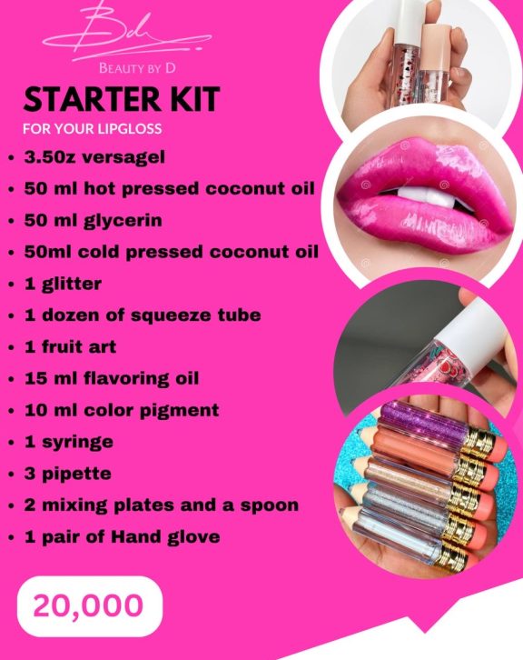Lipgloss, lip balm and lip scrub starter kit